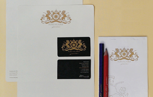 Suryagarh letterhead and business cards