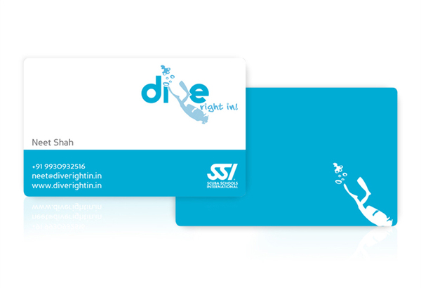 Dive Right In! business card